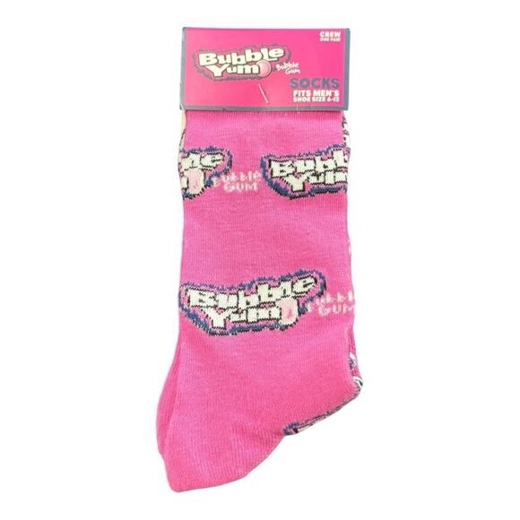 Bubble Yum Bubble Gum Hershey Novelty Crew Socks 1 Pair Pink Shoe Men’s 6-12 NEW - Picture 2 of 7